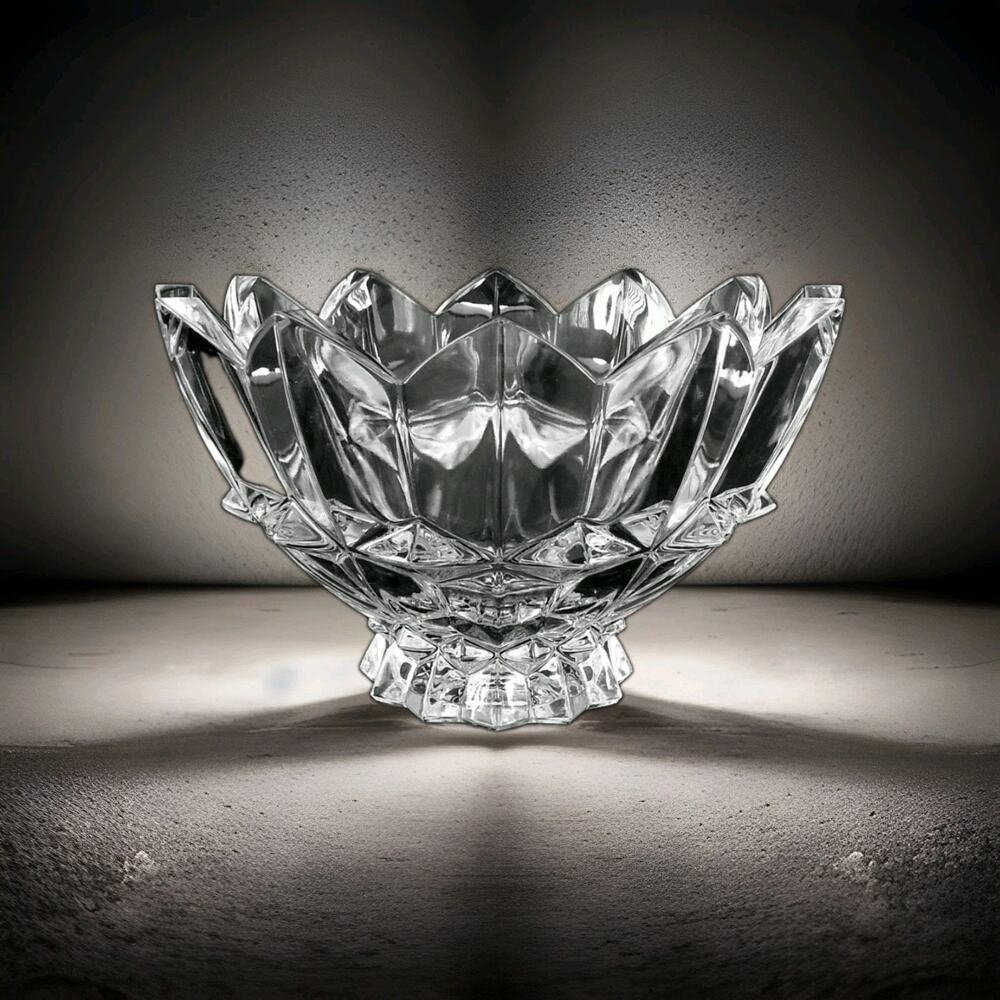 Vintage Heavy Mikasa Diamond Point Cut Lead Crystal Bowl 10" Decorative